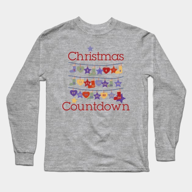 Christmas Seasons - Pretty Countdown Calendar 3 Long Sleeve T-Shirt by EDDArt